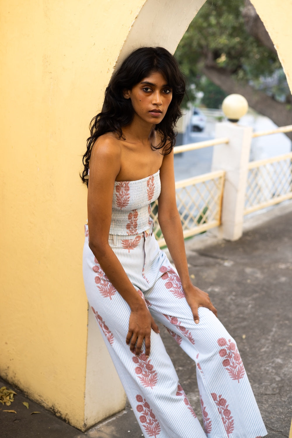 Disco Pants - Poppy Stamp & Thin Stripes