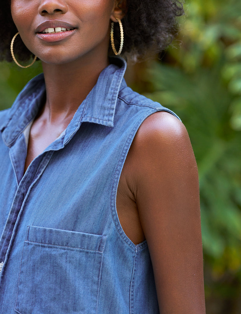 Rory Sleeveless - Vintage Stonewashed Indigo