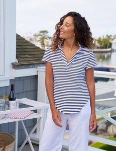 Charlotte Perfect Polo - Navy French Stripe