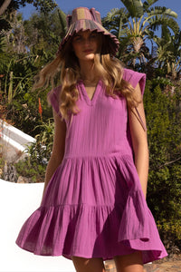 Roll Sleeve Dress - Bahama Purple