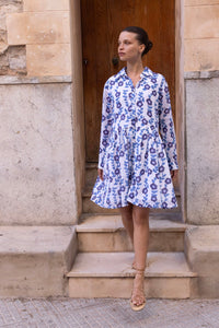 Long Sleeve Shirt Dress Mini - Toscana Blue