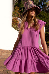 Roll Sleeve Dress - Bahama Purple