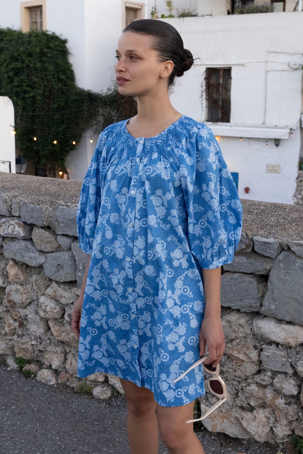Embroidered Button Midi - Pretoria Navy