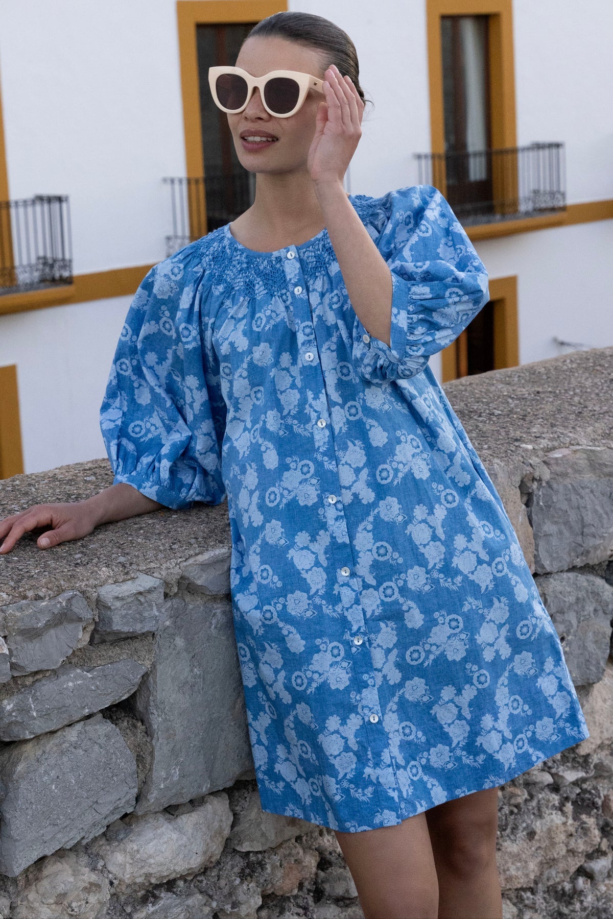 Embroidered Button Midi - Pretoria Navy