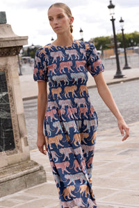 Smocked Drop Waist Maxi - Raj Navy