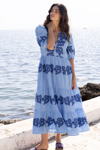 Puff Sleeve Maxi - Tangier Blue