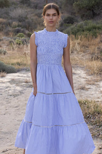 Sleeveless Smocked Maxi - Chatham Blue