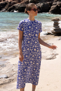 Short Sleeve Shift Maxi - Eclipse Blue