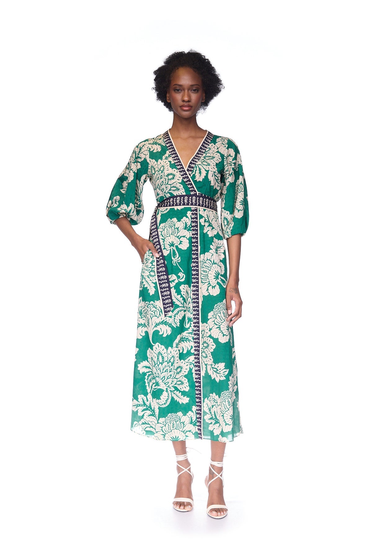 Rosewood Dress - Flora Stamp Green