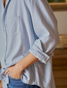 Eileen Relaxed Button Up - Gray Blue Flannel