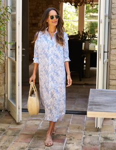 Rory Maxi Shirt Dress - Blue Floral