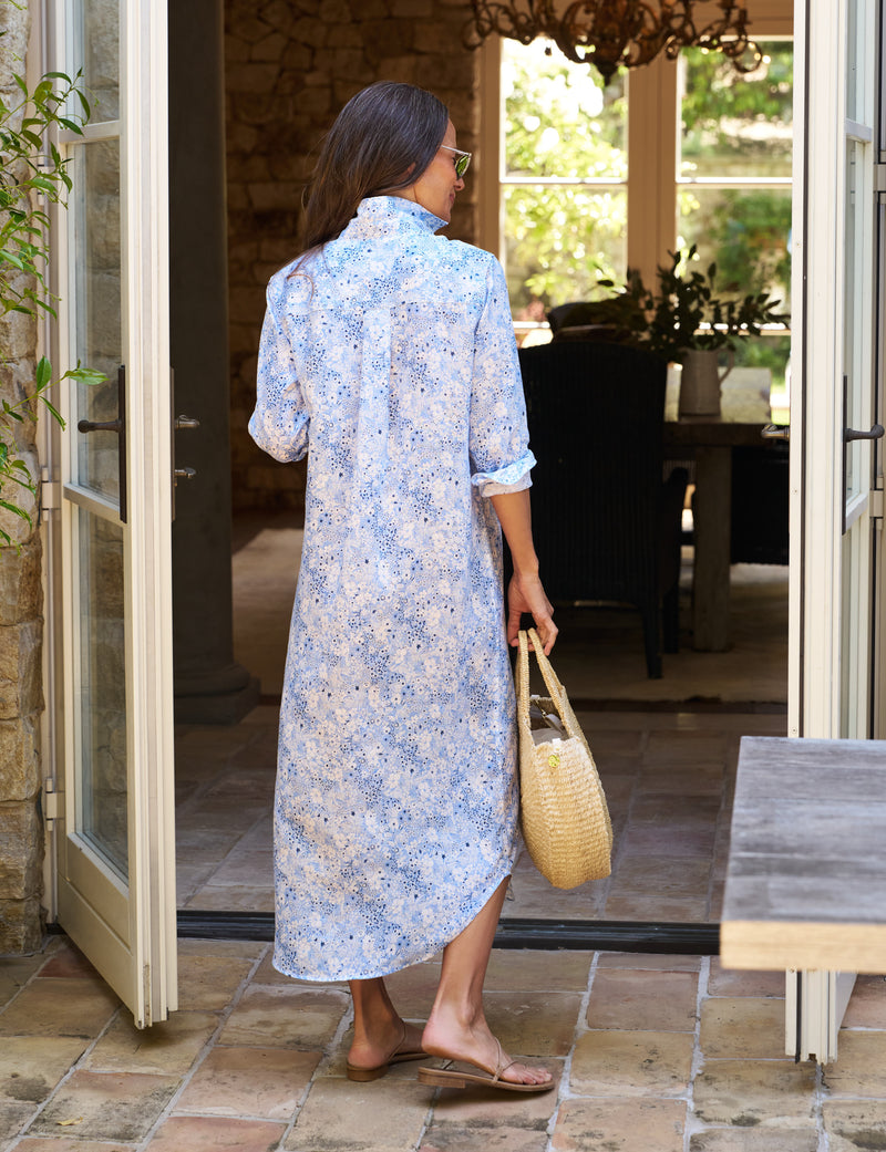 Rory Maxi Shirt Dress - Blue Floral