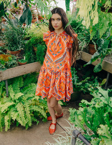 Edith Dress - Jupiter Print Orange