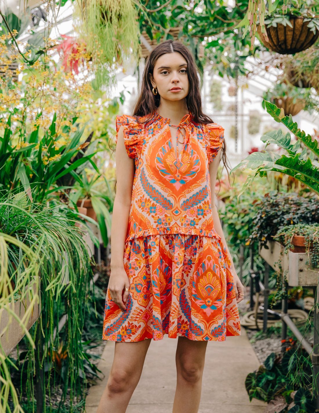 Edith Dress - Jupiter Print Orange