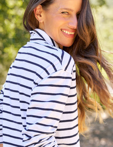 Patrick Popover Henley - Heritage Jersey Wide Navy French Stripe