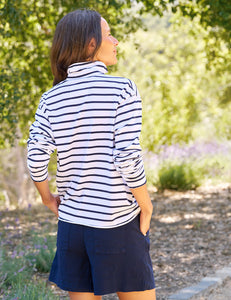 Patrick Popover Henley - Heritage Jersey Wide Navy French Stripe