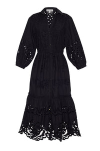 Hutton Dress - Black Embroidered Eyelet