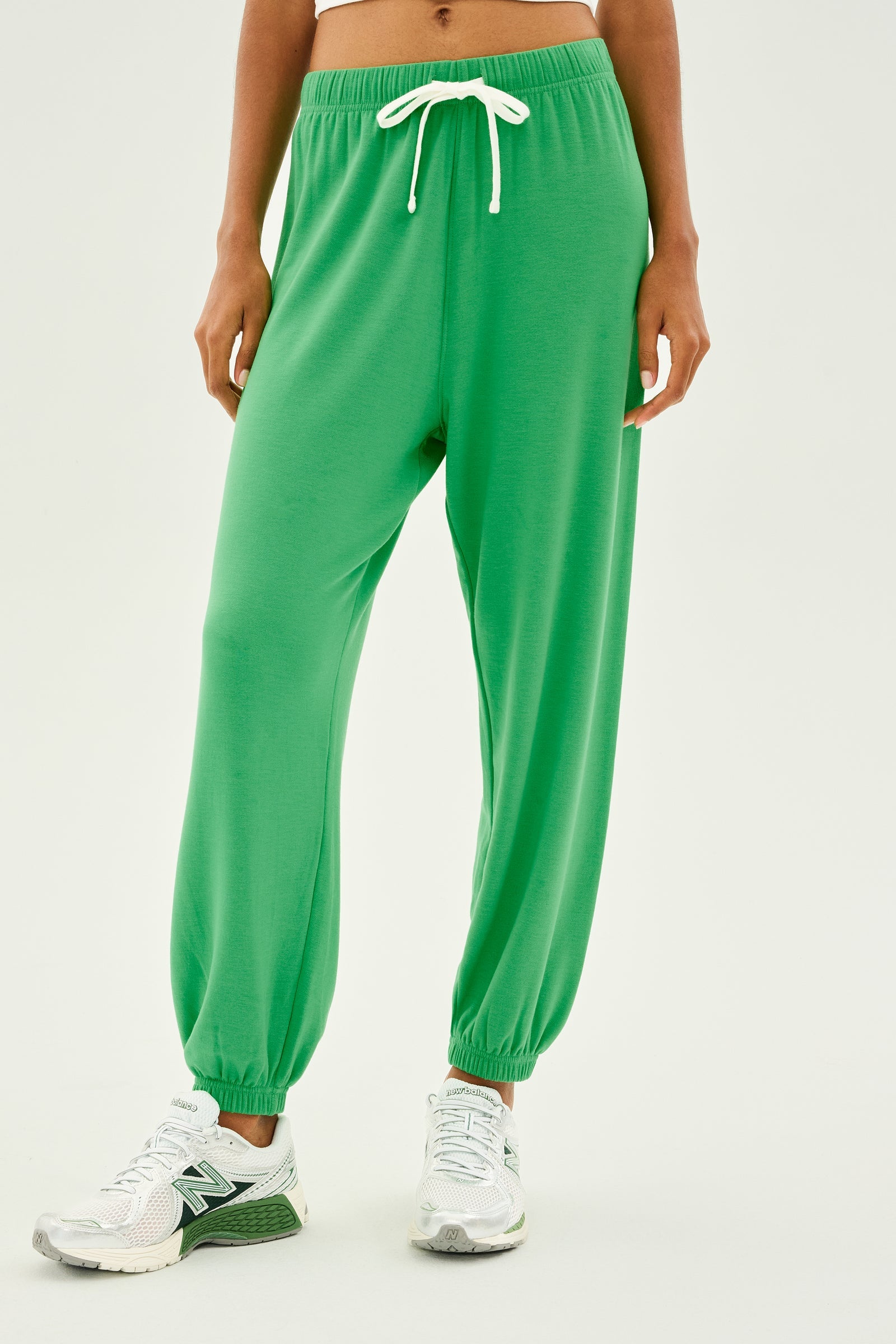 Andie Oversized Fleece Sweatpant - Grass