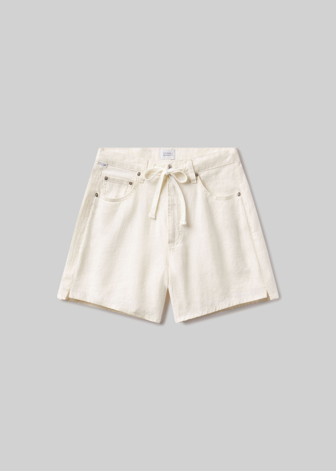 Brynn Drawstring Linen Short - Vanilla