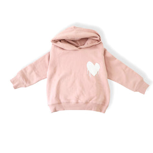 Kids Drippy Heart Hoody - Mauve