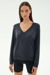 Bennie Fleece V-Neck Sweatshirt - Graphite