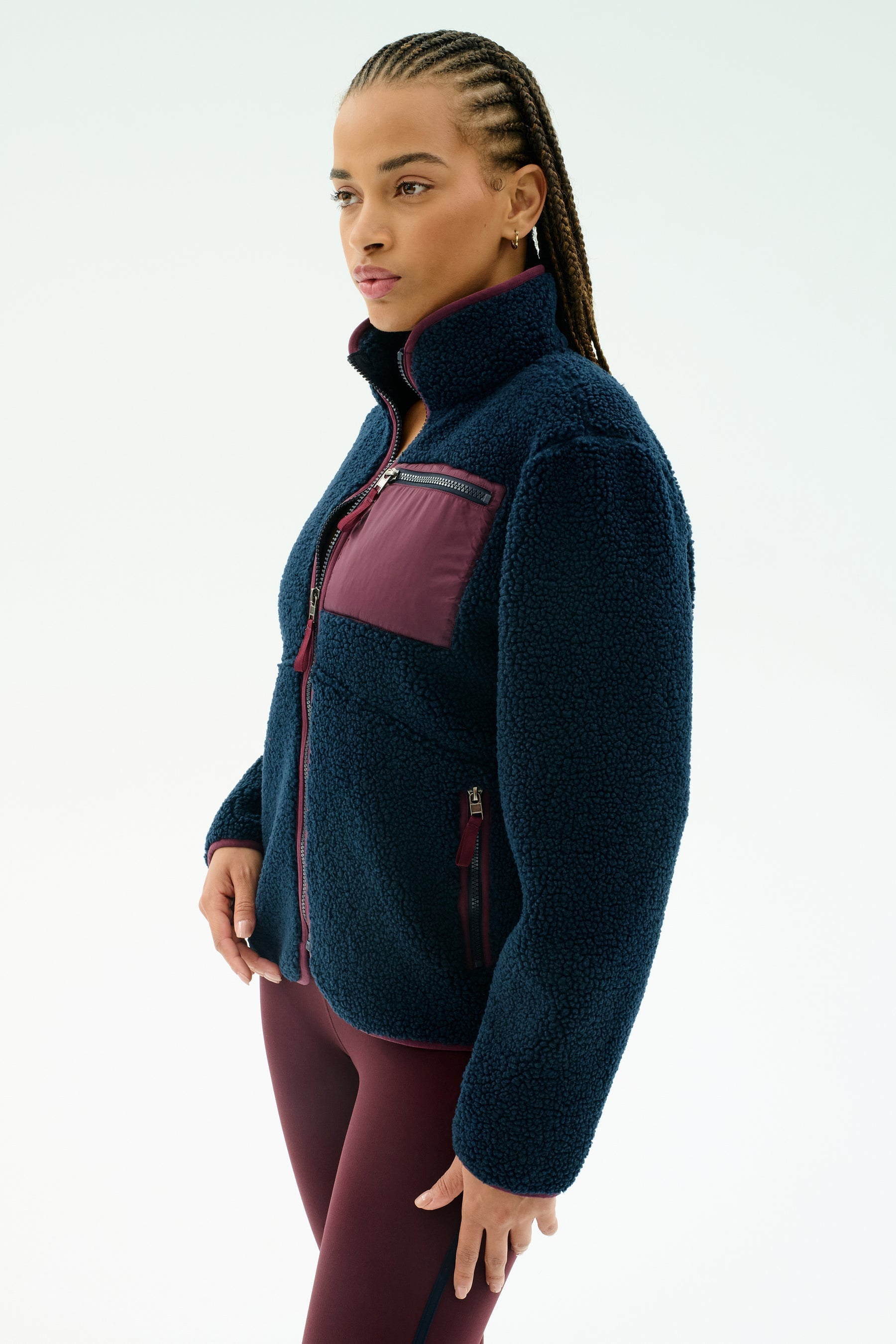 Harris Sherpa Jacket - Indigo/Dark Cherry
