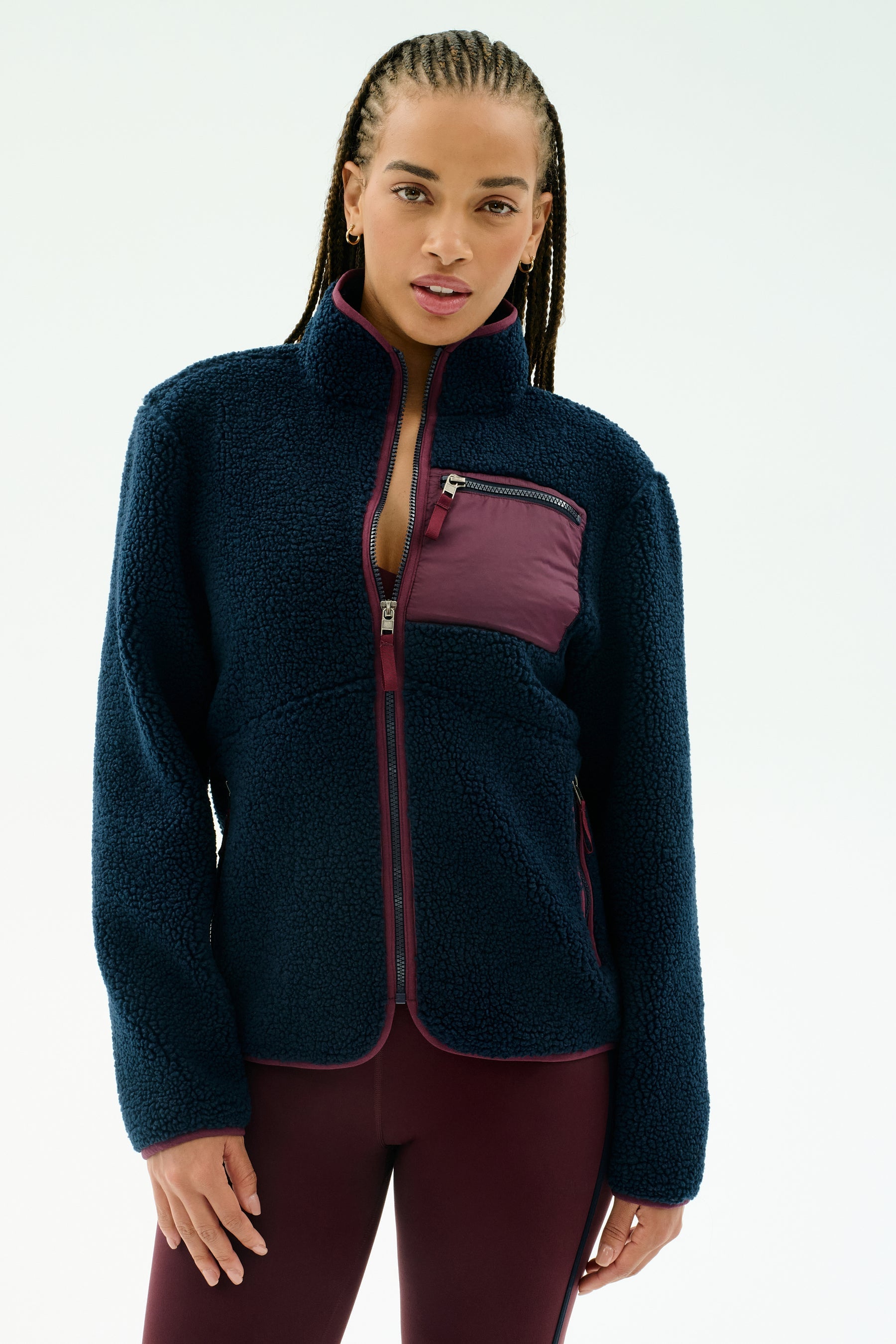 Harris Sherpa Jacket - Indigo/Dark Cherry