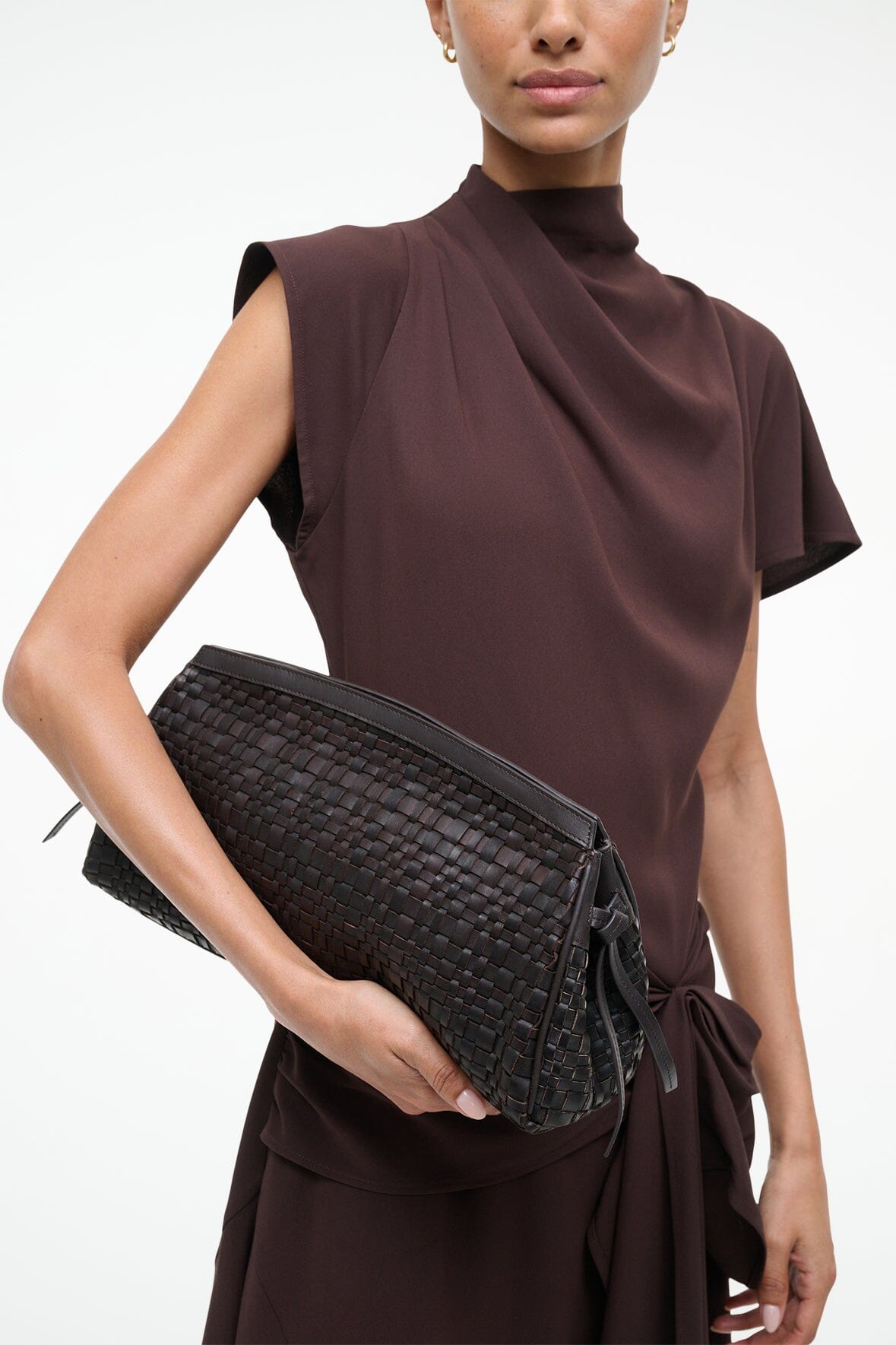 Maude Soft Clutch - Espresso Woven