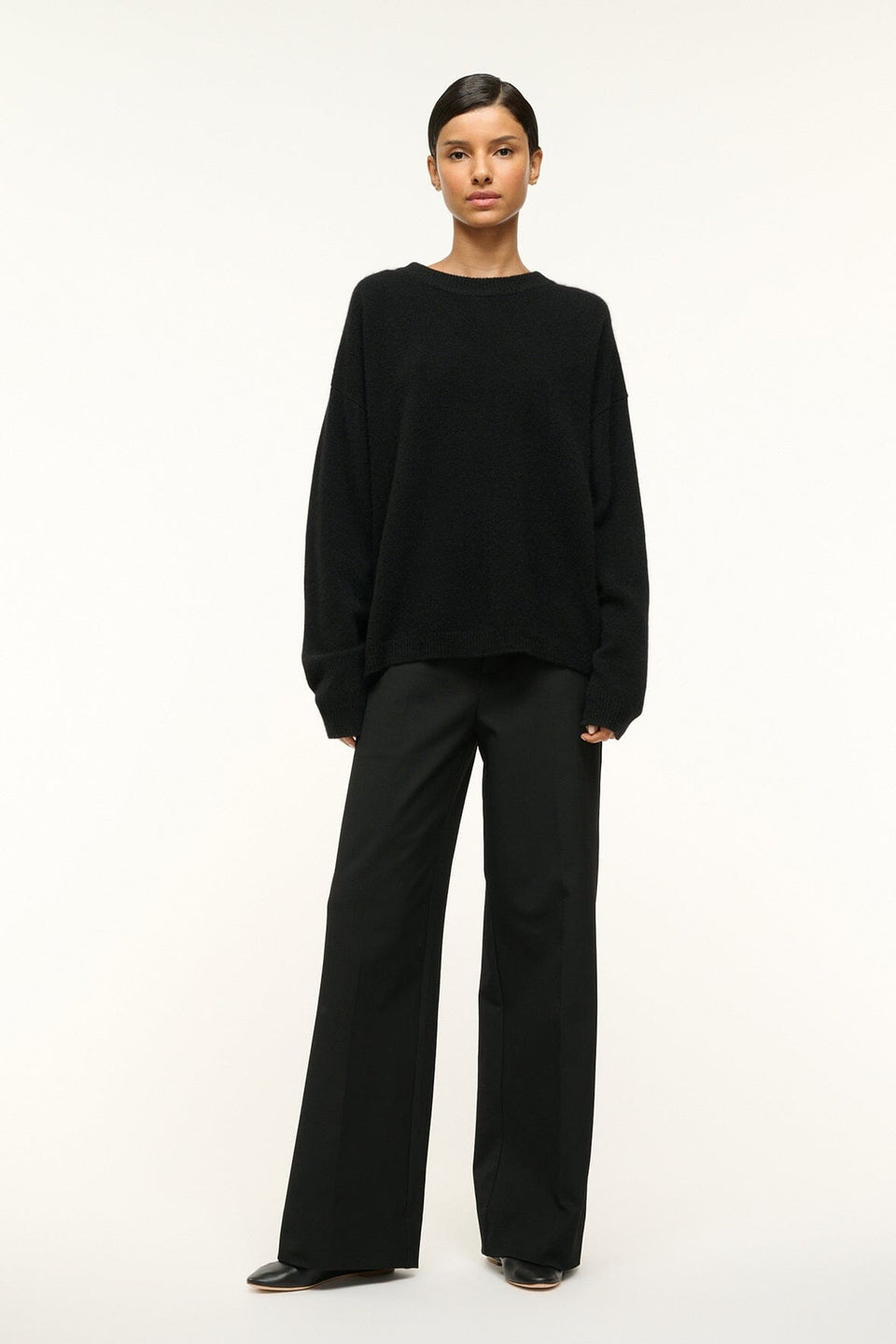 Serrano Cashmere Relaxed Crew Neck - Black