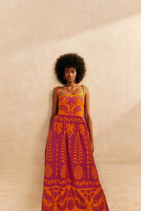 Orange Pineapple Love Cutwork Dress