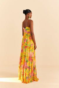 Yellow Macaw Bloom Maxi Dress