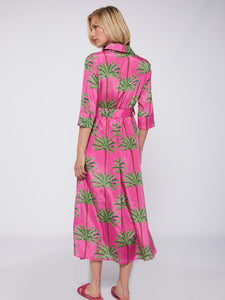 Natalia Dress - Pink Palm Tree
