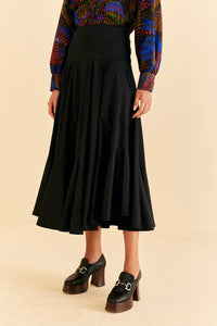 Black Ruffle Maxi Skirt