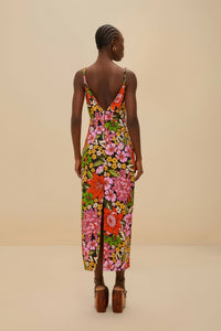 Floral Black Vivi Rose Midi Dress