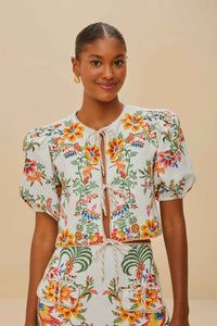 Off-White Delicate Forest Scarves Linen Blouse