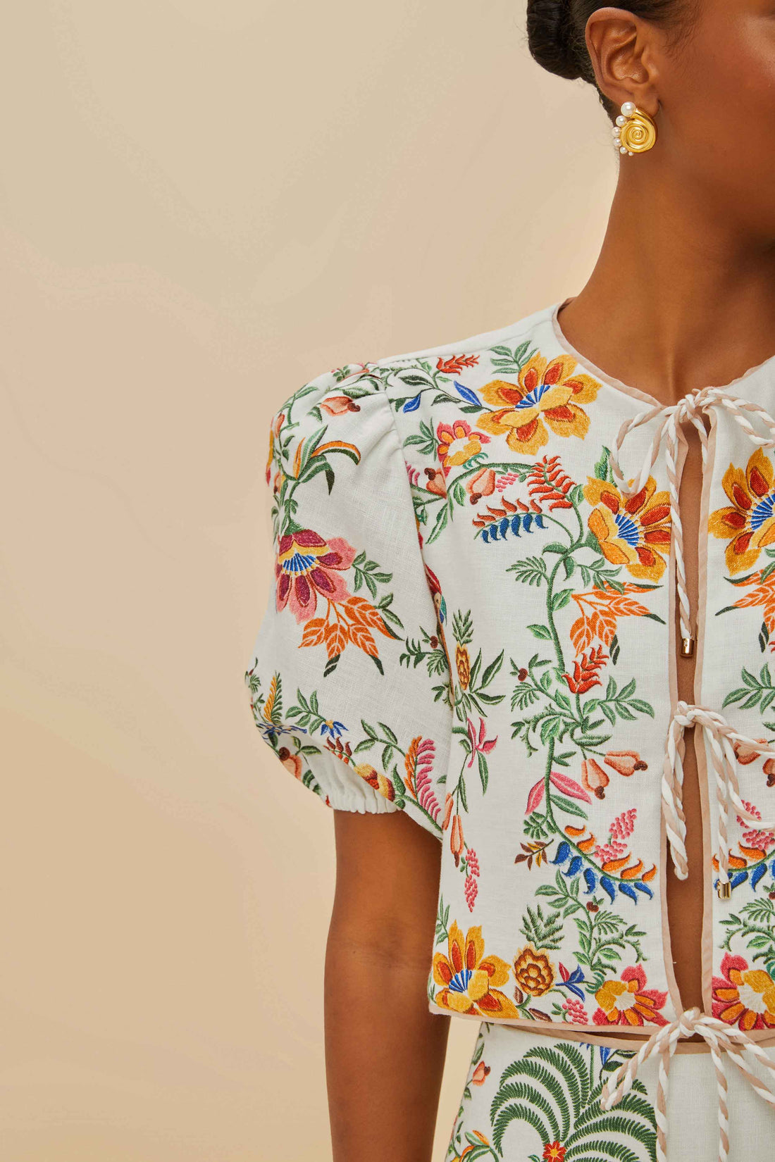 Off-White Delicate Forest Scarves Linen Blouse