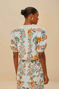 Off-White Delicate Forest Scarves Linen Blouse