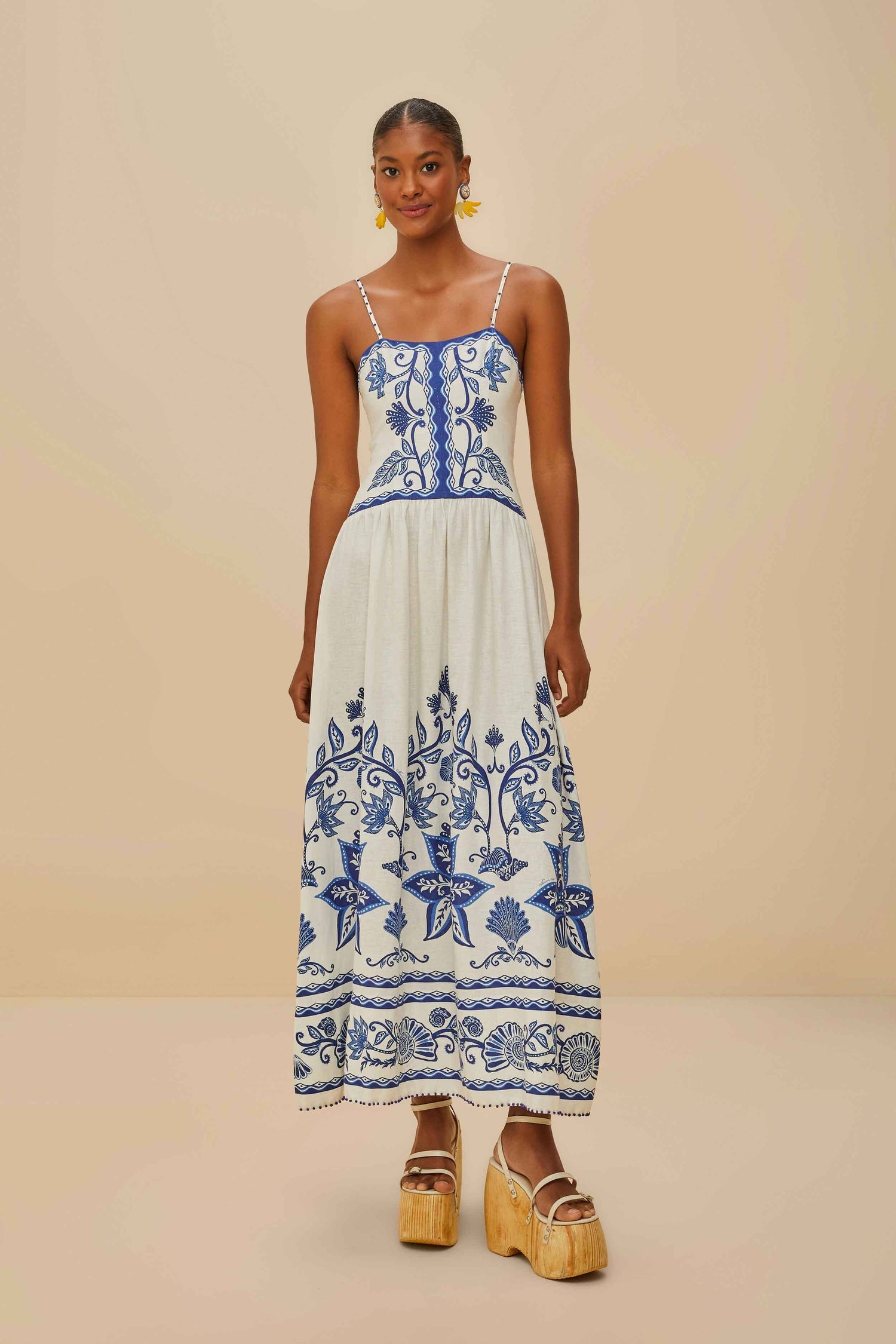 Off-White Shell Garden Midi Dress