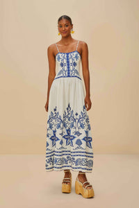 Off-White Shell Garden Midi Dress