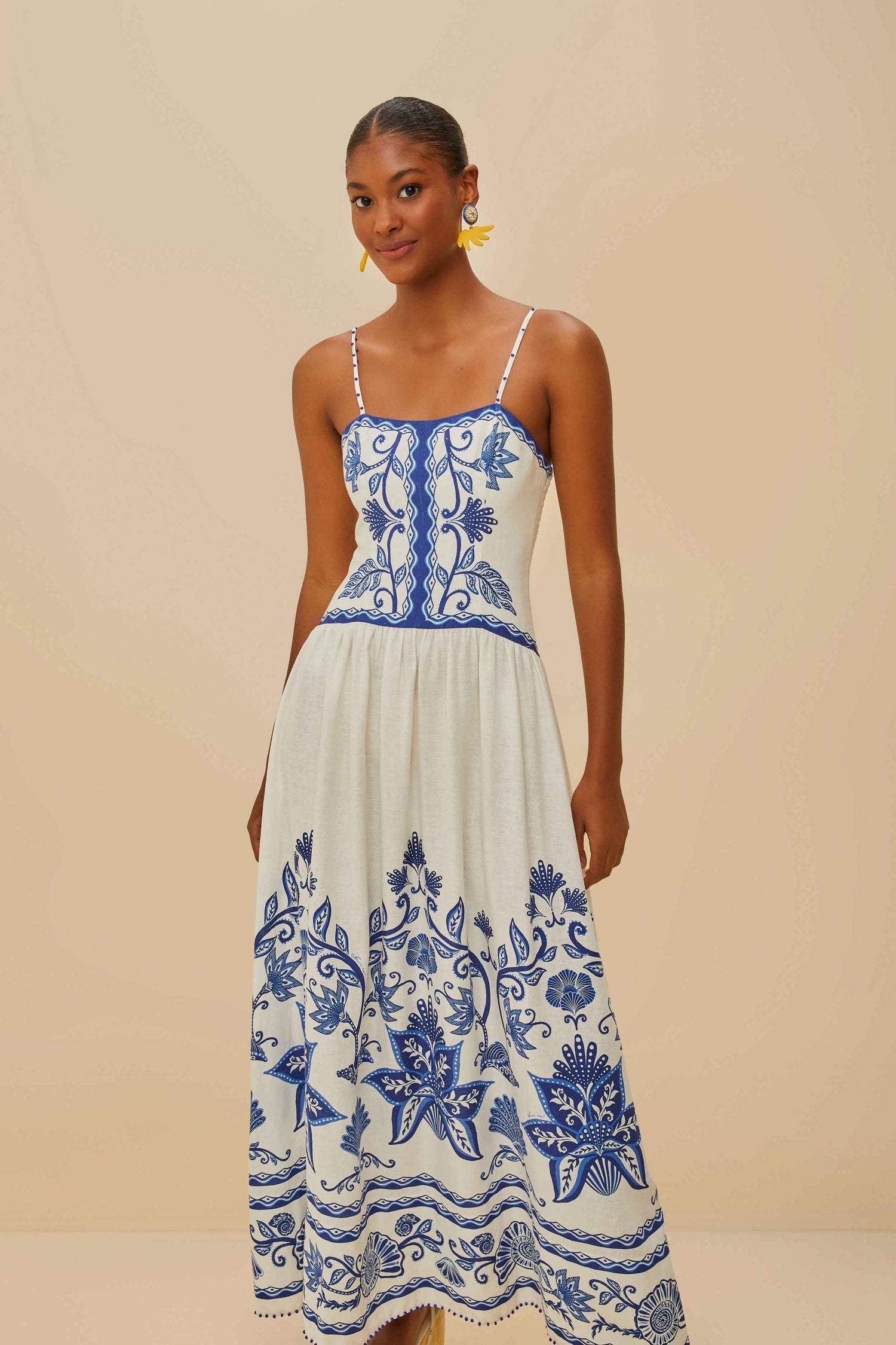 Off-White Shell Garden Midi Dress