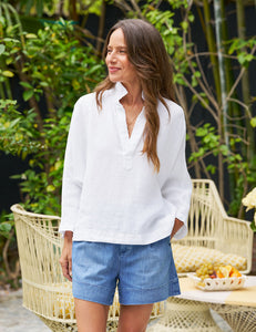 Gabi Popover Shirt - White Linen