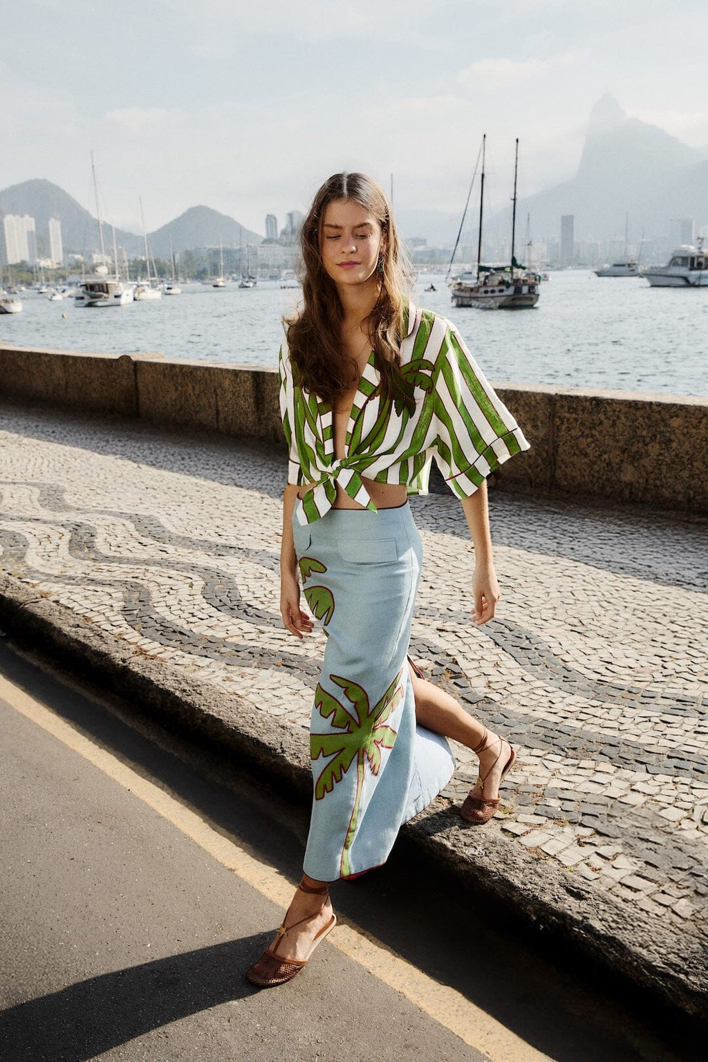 chinese dress ladies Farm Rio Monstera Linen Midi Dress in Multi