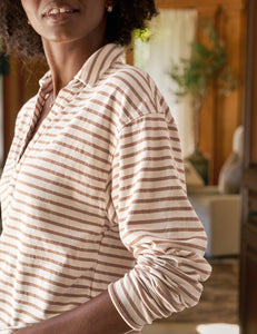 Patrick - Vintage White and Camel Stripe