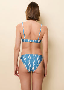 Rachel Bikini Top - French Blue Wavy Stripe