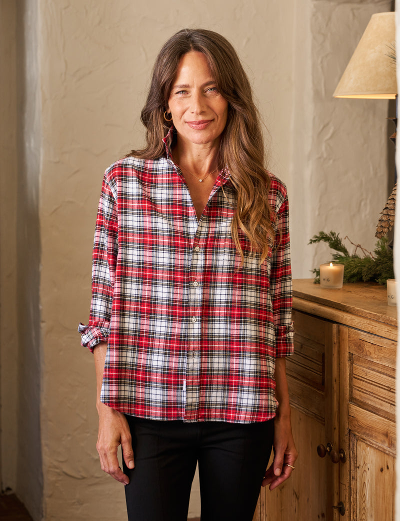 Eileen Relaxed Button Up - Red/Black/White Plaid