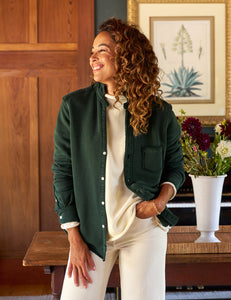 Eileen Sweatshirt Button Up - Evergreen