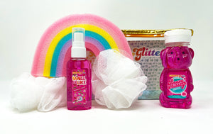 Sunshine & Glitter Beary Bubbly Gift Set: Pink Cosmetic Bag