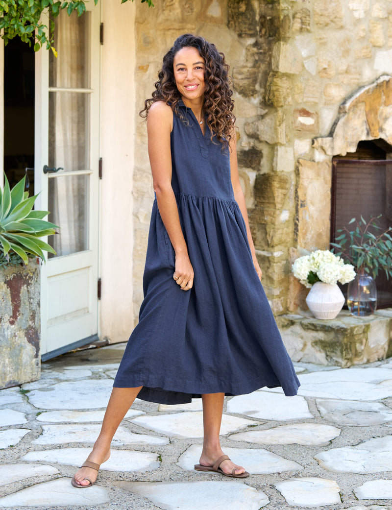 Daphne Sleeveless Popover Dress - Navy