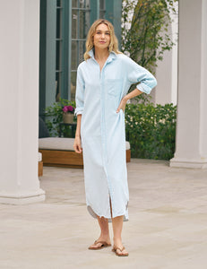 Rory Maxi Shirt Dress - Classic Blue Tattered Wash