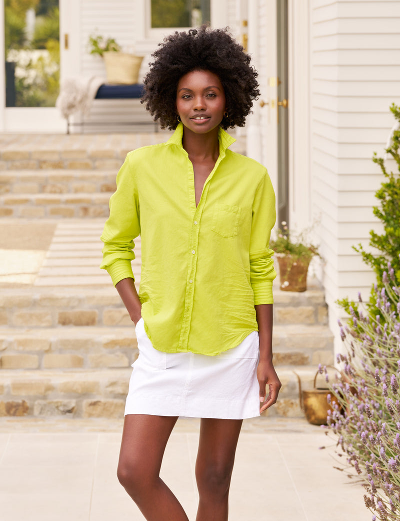 Eileen Relaxed Button Up - Famous Denim Lime